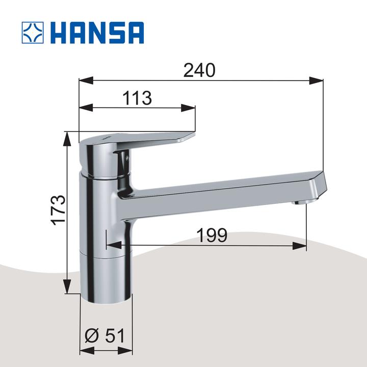Produktbild Hansa Hansatwist Küchenarmatur, mit Sicherungseinrichtung, schwenkbar, Ausladung: 199 mm, 09142283