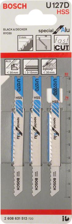Produktbild Bosch Professional Zubehör Stichsägeblatt U 127 D Special for Alu, 3er-Pack