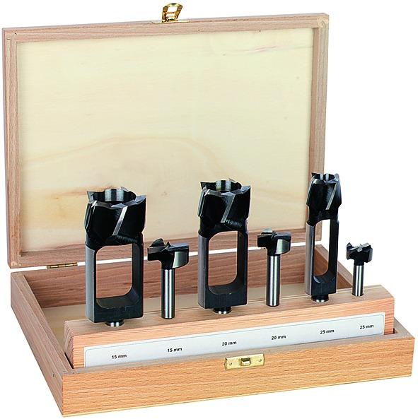 Fisch Knot drill and tenon cutter set, SP steel (15 mm, 20 mm, 25 mm)