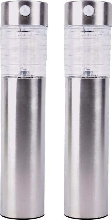 Benson Garden 2er-Set Edelstahl Solar-Gartenlampe mit Bewegungssensor