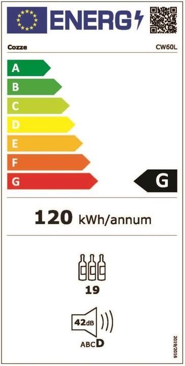 Energie-Label Cozze Outdoor Küche: Kühlschrank (60 l)