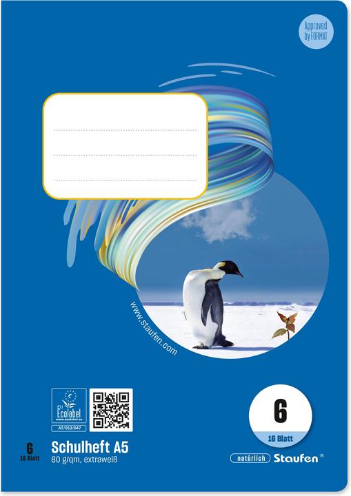 Image du produit Ursus Cahier d'école (A5, Blanc, Couverture souple)