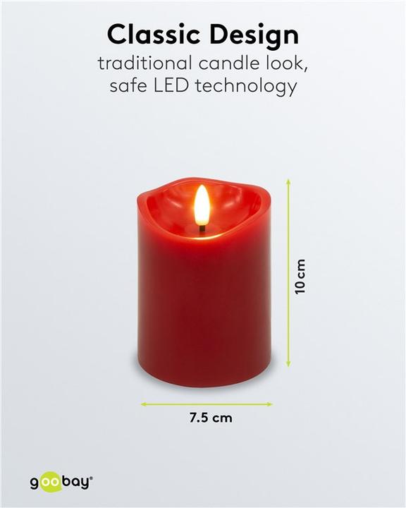 Actual product image Goobay 4er-Set LED-Echtwachskerzen, rot (4 x)