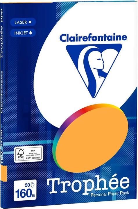 Produktbild Clairefontaine Kopierpapier Trophee A4 160g/qm VE=50 Blatt clementine/orange (160 g/m², A4)