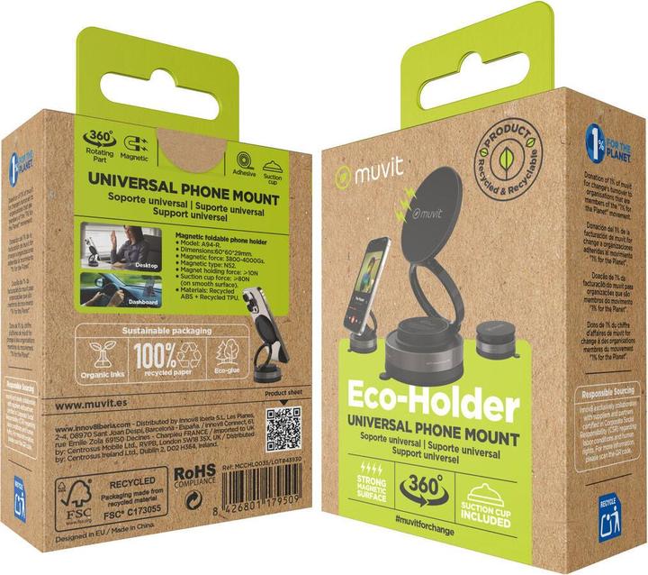 Immagine prodotto Muvit Auto-Handyhalterung Mcchl0035 Schwarz