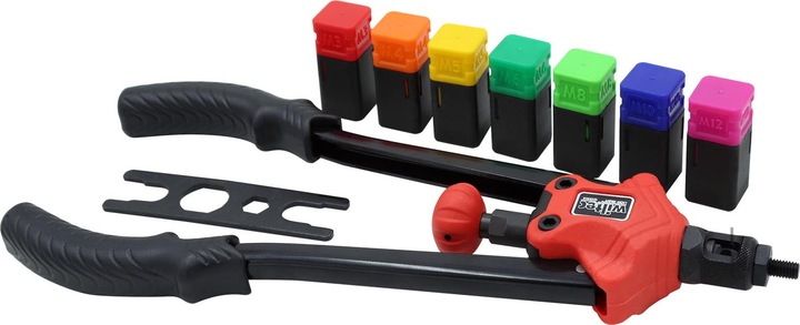 Image du produit Wiltec Pince rivets de traction Pour rivets aveugles À sertir les écrous Set 7 Mandrins interchangeables – (400 mm)
