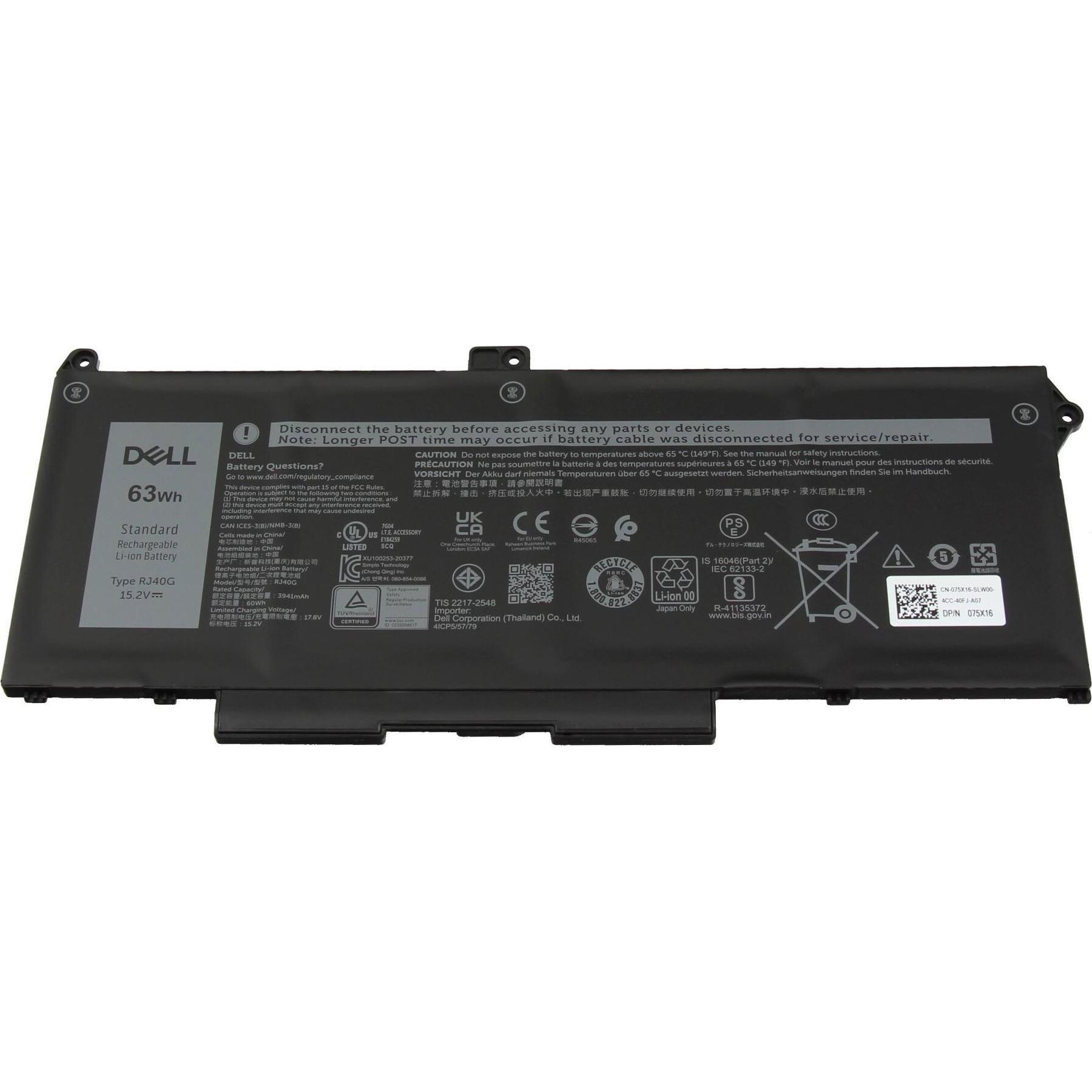 Dell 075X16 (4 Zellen, 3941 mAh), Notebook Akku
