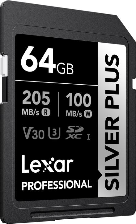 Actual product image Lexar Professional Silver Plus (64 GB, SDXC, U3, UHS-I)