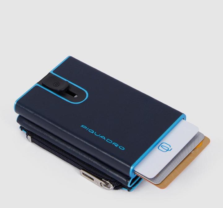 Actual product image Piquadro Blue Square - Compact wallet with sliding system and coin compartment