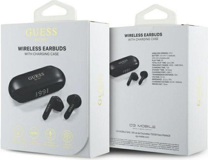Image du produit Guess Casque sans fil Elongated Metallic ENC TWS Bluetooth Headseet - Noir (ANC, 26 h, Sans fil)