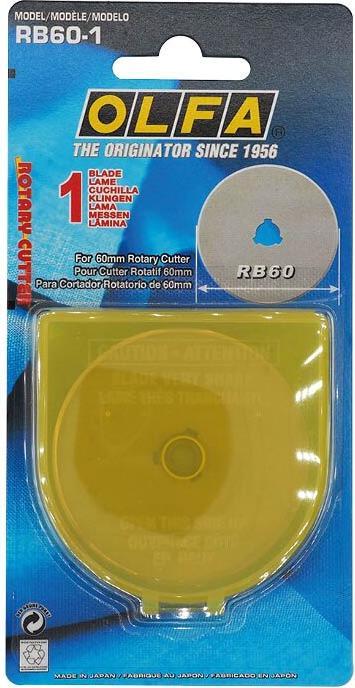 Actual product image Olfa 1 RB60 RB60 circular blade - 60 mm diameter - in a plastic box on a bubble card (Replacement blade)