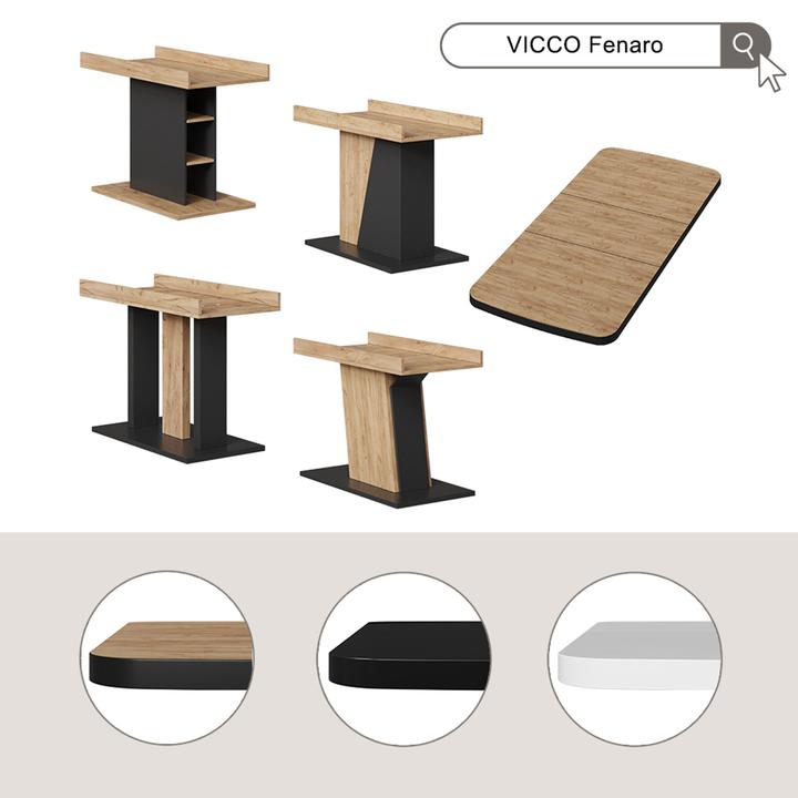 Image du produit Vichy Esstisch Fenaro, Schwarz/Goldkraft Eiche, 120 x 80 cm mit offenen Fächern (120 x 80 cm)