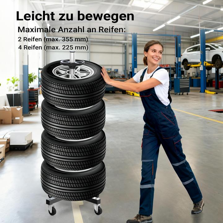 Produktbild Wiltec Felgenbaum Fahrbar Reifenständer Reifenbaum Felgenständer bis 225 mm Reifen
