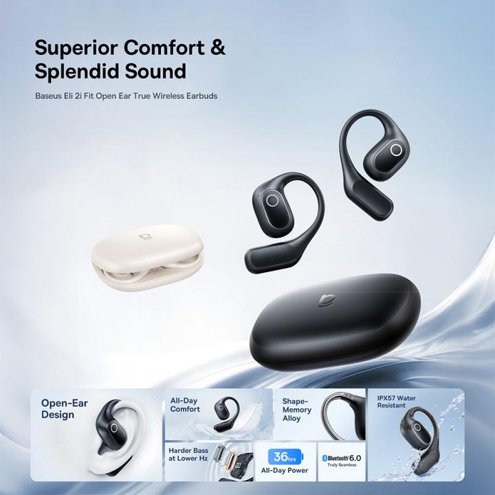 Actual product image Baseus Słuchawki zauszne Eli 2i Fit OWS sportowe - czarne (11 h, Wireless)