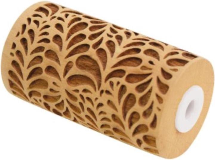 ScrapCooking Teigrolle aus Holz geprägt, Blätter