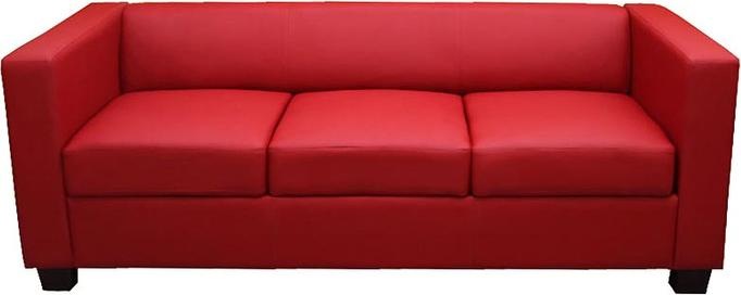 Actual product image Swisshandel24 3 seater Sofa Couch Loungesofa Lille - leather, red (3-seater)
