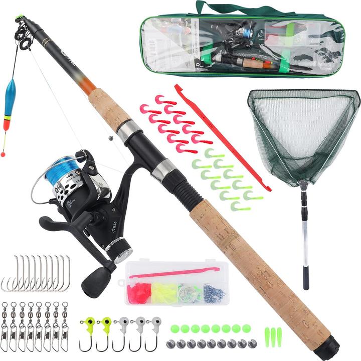 Q-Tac Kit de pêche à la truite 240cm (Télescope, Kit de pêche, 240 cm)