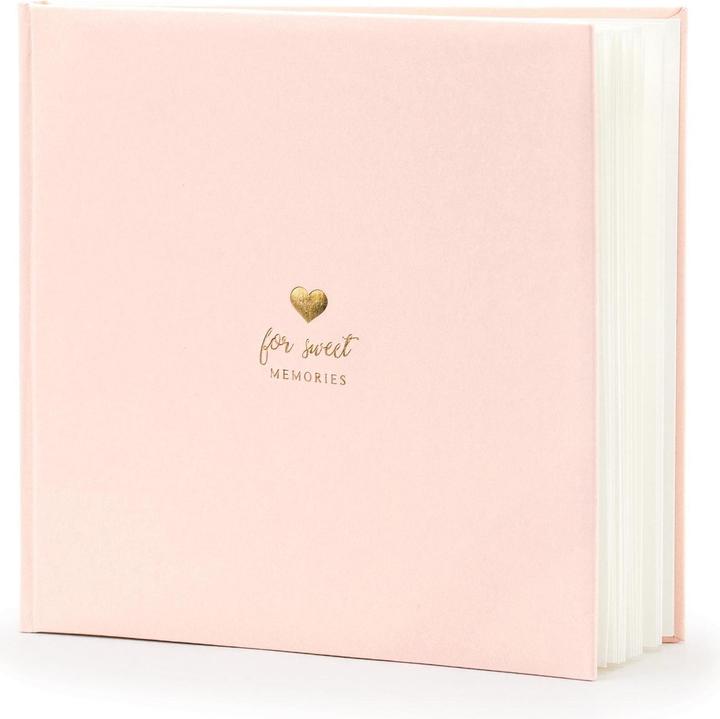 Partydeco Guest book For sweet memories 20.5 x 20.5 cm, Pink/Gold (20.5 x 20.5 cm)