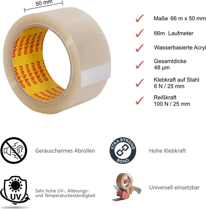 Produktbild Nekko 18 Rollen Paketklebeband