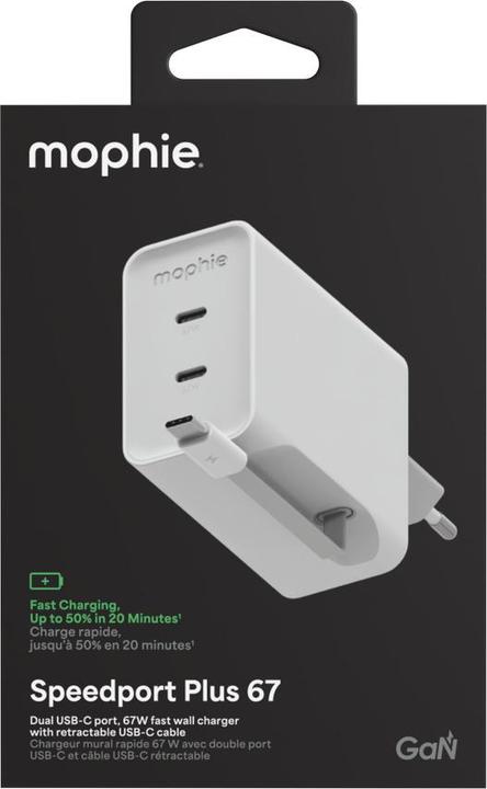 Actual product image Zagg mophie Netzteil GaN 67W 2x USB-C 2026 weiss (67 W, 2 ports)
