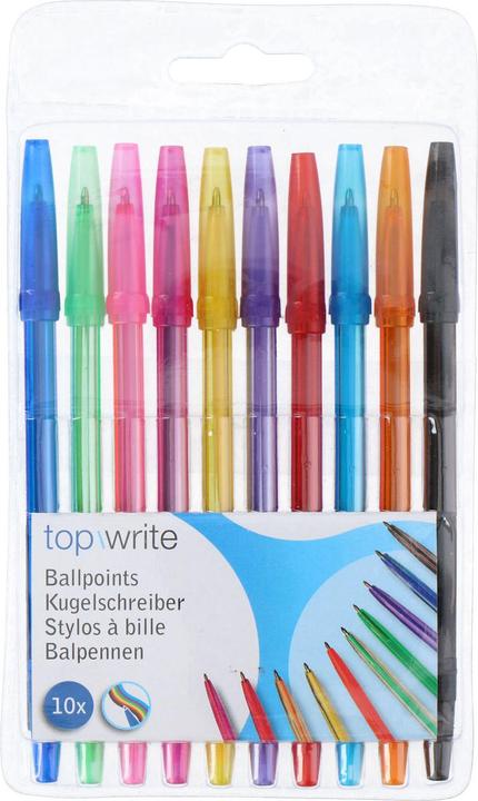 Topwrite Biros - Set van 10st. (Veelkleurig, 10x)