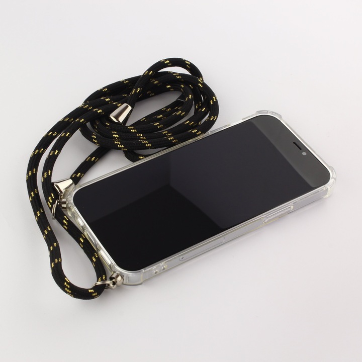 Produktbild PhoneLook Hülle Gummi transparent mit Seil schwarz (Apple iPhone 16 Pro Max)