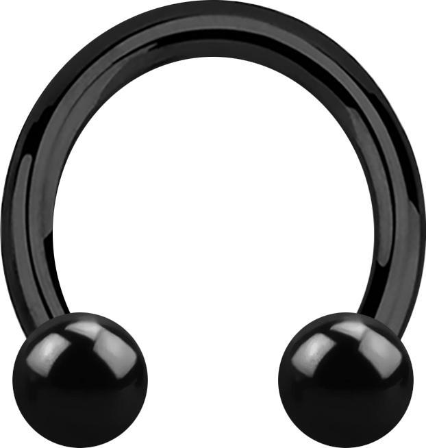 Image du produit Star Piercing Circular Barbell femelle noir avec deux billes (Titane, sans laiton)