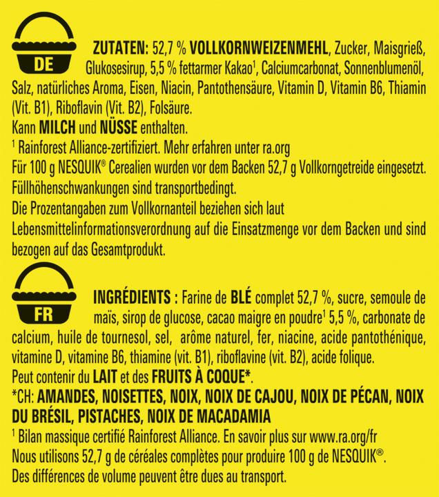 Nutritional values and ingredients Nesquik Cereals (625 g)
