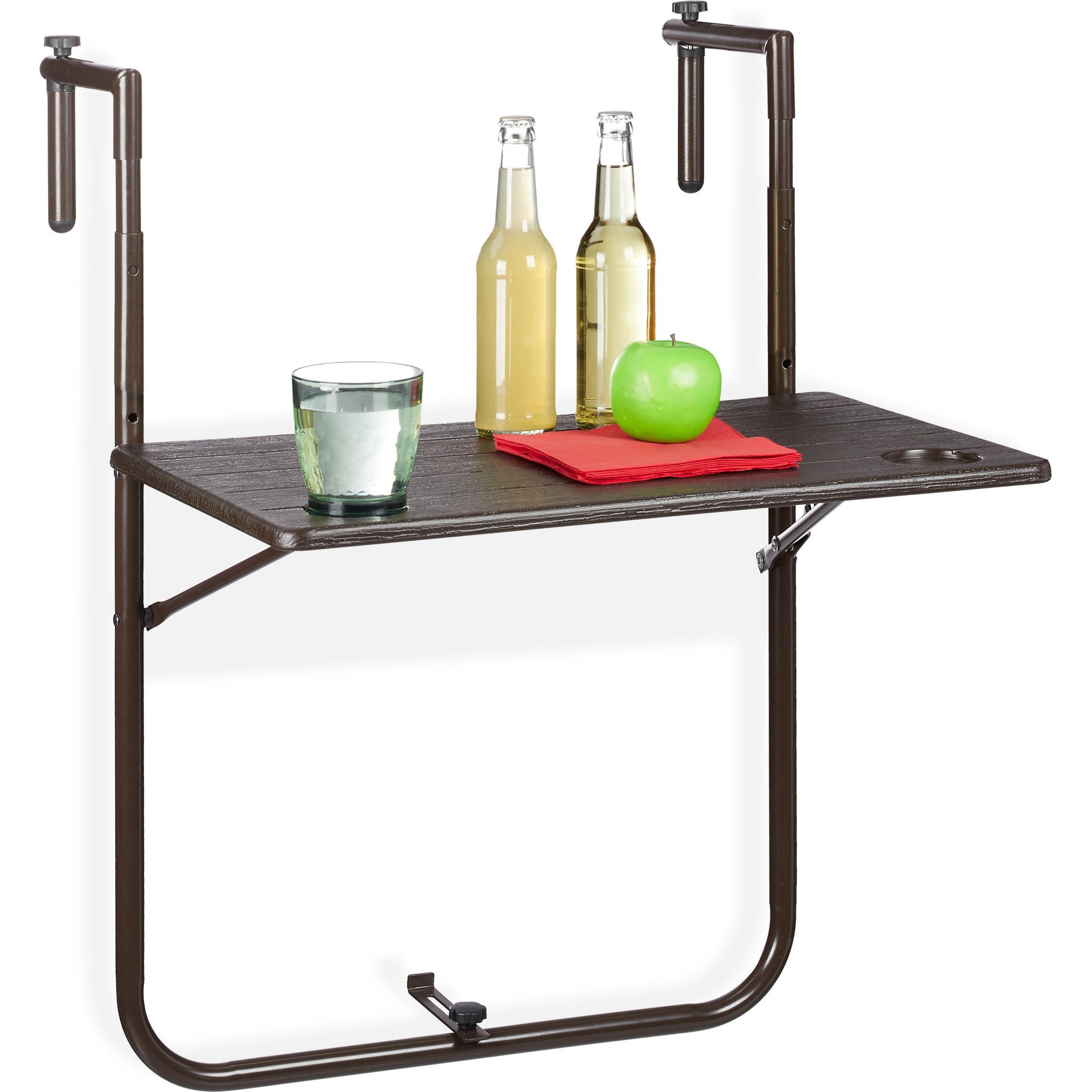 Relaxdays, Gartentisch + Balkontisch, Balkonhängetisch (59.50 cm)