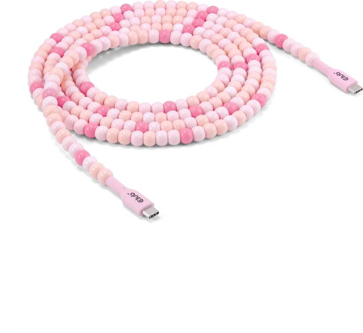 Image du produit Club 3D Club3D Lifestyle USB-C Perlen-Kabel PD60W, rosa (2 m, USB 2.0, 60 W)
