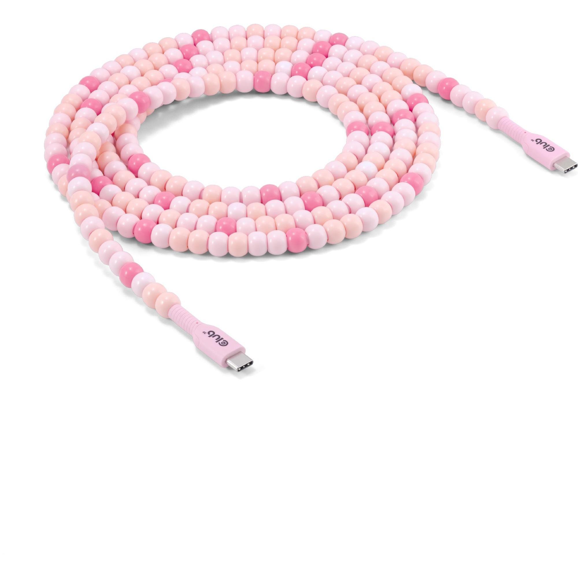 Club 3D Club3D Lifestyle USB-C Perlen-Kabel PD60W, rosa (2 m), USB Kabel