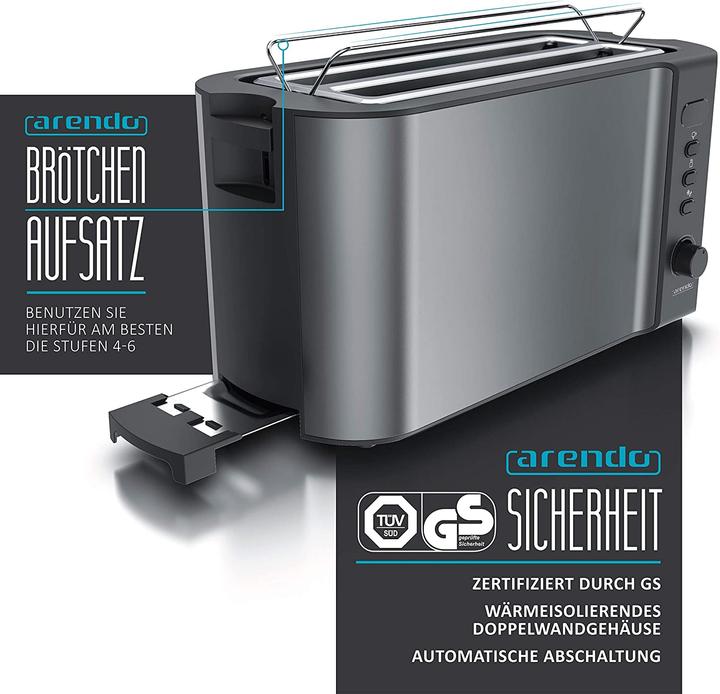 Produktbild Arendo Toaster, 1500W Cool Grey