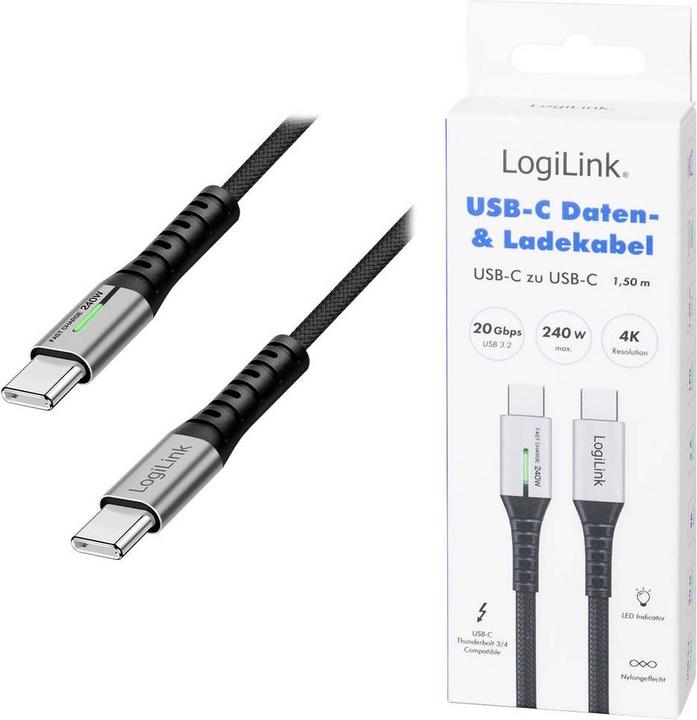 Immagine prodotto LogiLink Prüfen (1.50 m, USB 3.2 Gen 2x2, 240 W)