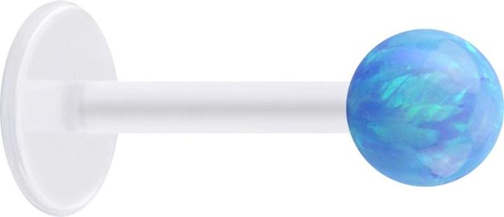 Produktbild Star Piercing Micro Labret transparent mit Kugel Opal hellblau (ohne Messing, Bioflex)