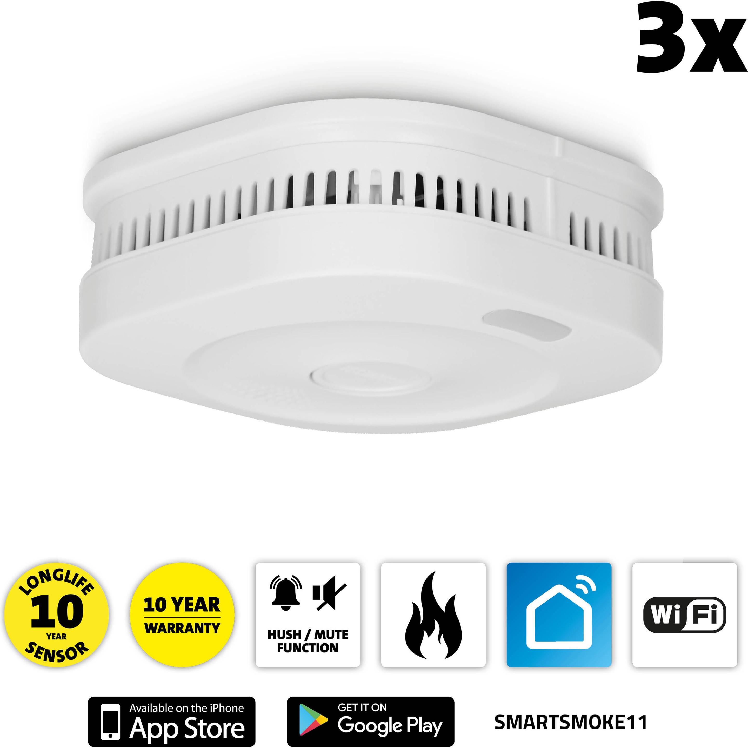 Thumbnail - Alecto, Gefahrenmelder, SMARTSMOKE11 Smart WiFi Rookmelder - 10 jaar batterij - Voldoet aan Europese norm EN14604 - 3 st...