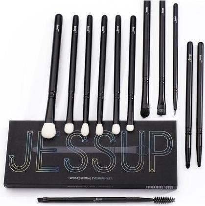 Produktbild Jessup Lidschattenpinsel Set Schwarz Augen Make-up Pinsel Professionell mit natürlichem Synthetikhaar für (Augenbrauen)