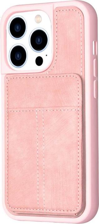 Actual product image Cover-Discount iPhone 15 Pro - Kickstand Case with card slots pink (Apple iPhone 15 Pro)