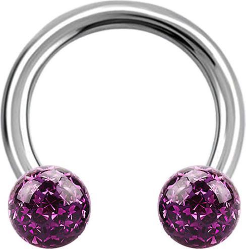 Immagine prodotto Star Piercing Micro Circular Barbell argento con due sfere di cristallo strato protettivo epossidico viola (senza ottone, Acciaio chirurgico 316L)