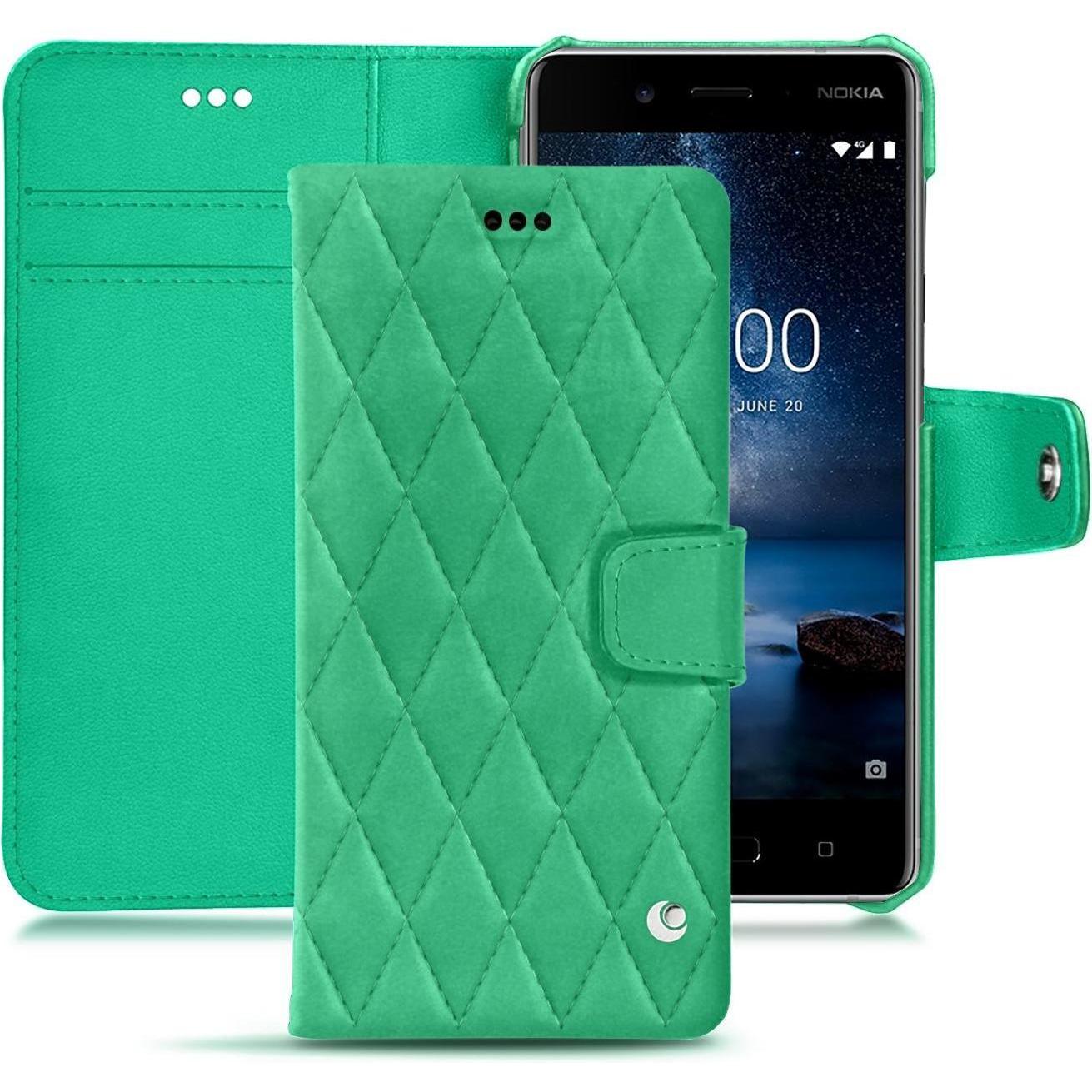 Noreve Lederschutzhülle Wallet (Nokia 8), Smartphone Hülle, Grün