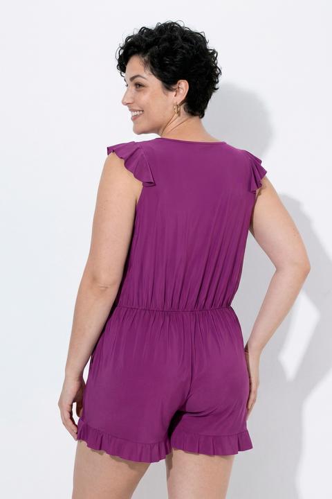 Actual product image Ulla Popken Ruffled Swim Romper (52)