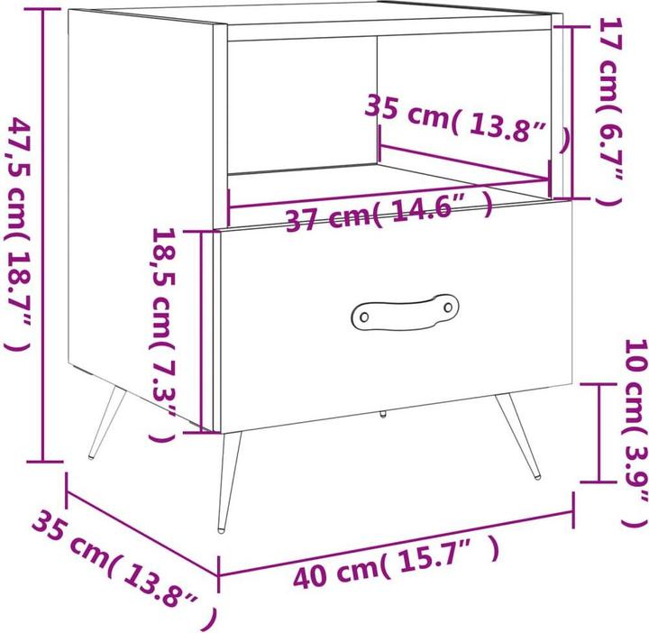 Immagine prodotto vidaXL Nachttisch (40 x 35 x 47.50 cm)