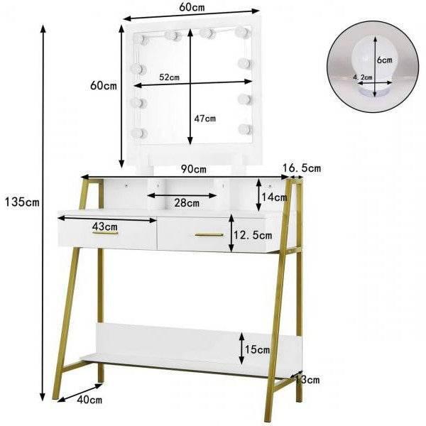 Image du produit Woltu Coiffeuse LED (90 x 40 x 153 cm)