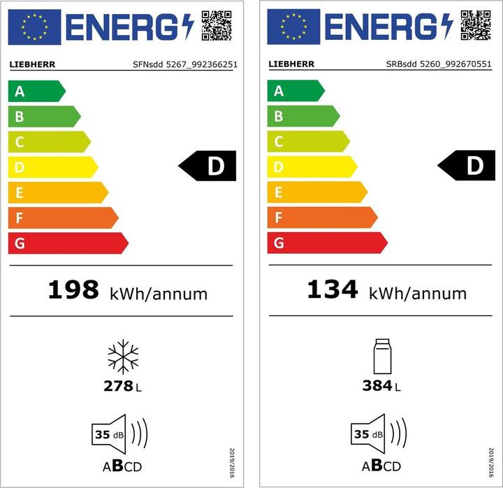Energie-Label Liebherr XRFSD5265 (386 l)