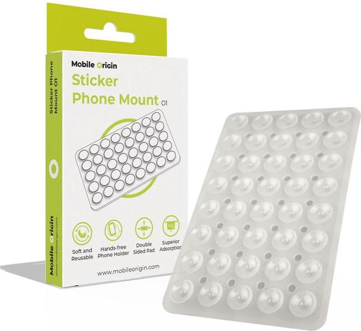 Mobile Origin Sticker Phone Mount O1 hellweiss / Silikon-Telefonhalterung mit Saugnäpfen