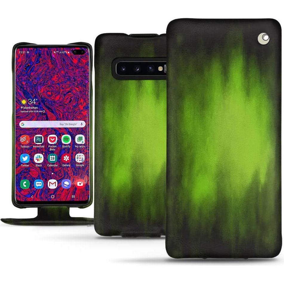 Noreve Lederschutzhülle vertikal (Samsung Galaxy S10 5G), Smartphone Hülle, Grün
