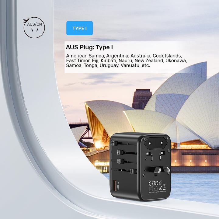 Actual product image Unitek riad EU/US/UK/AUS PD 65 watt travel charger (65 W, 4 ports)