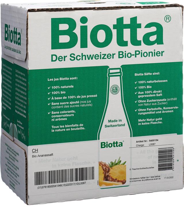 Actual product image Biotta Ananas (6 x 50 cl)