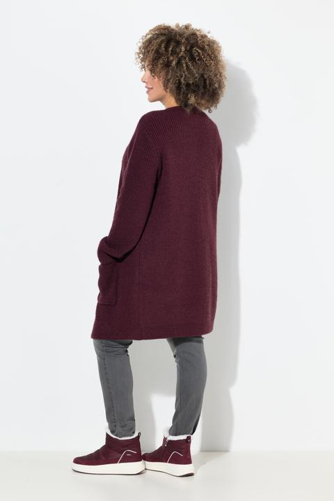 Image du produit Ulla Popken Cardigan long à col en V, manches longues et fermeture boutonnée (42, 44)