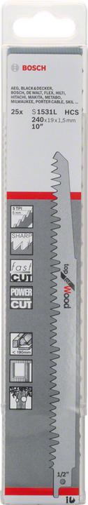 Immagine prodotto Bosch Professional Zubehör Lama per sega S 1531 L, Top per legno, confezione da 25 pz.