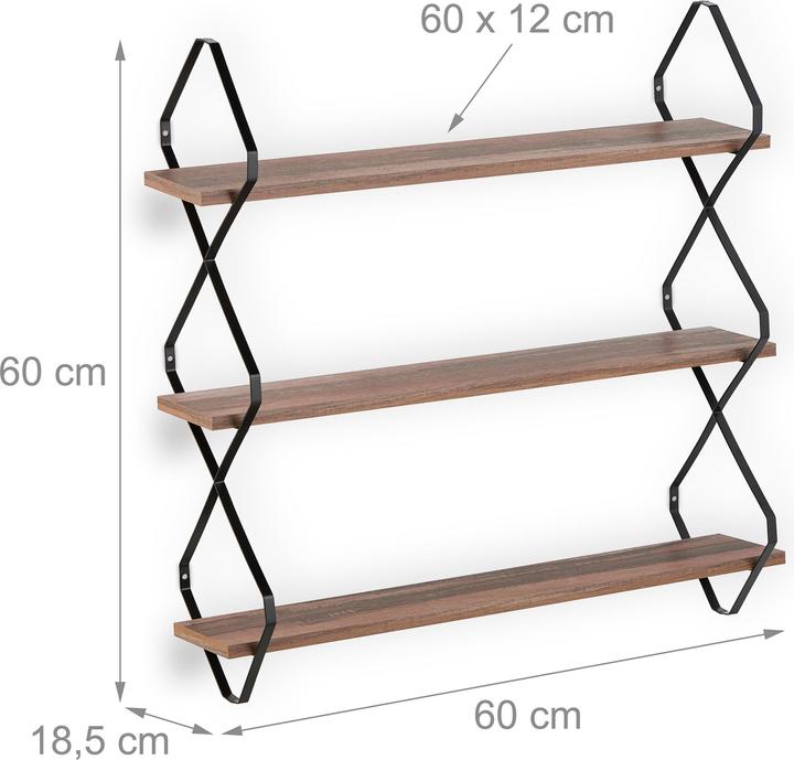 Produktbild Relaxdays Wandregal (60 x 18.5 x 60 cm)